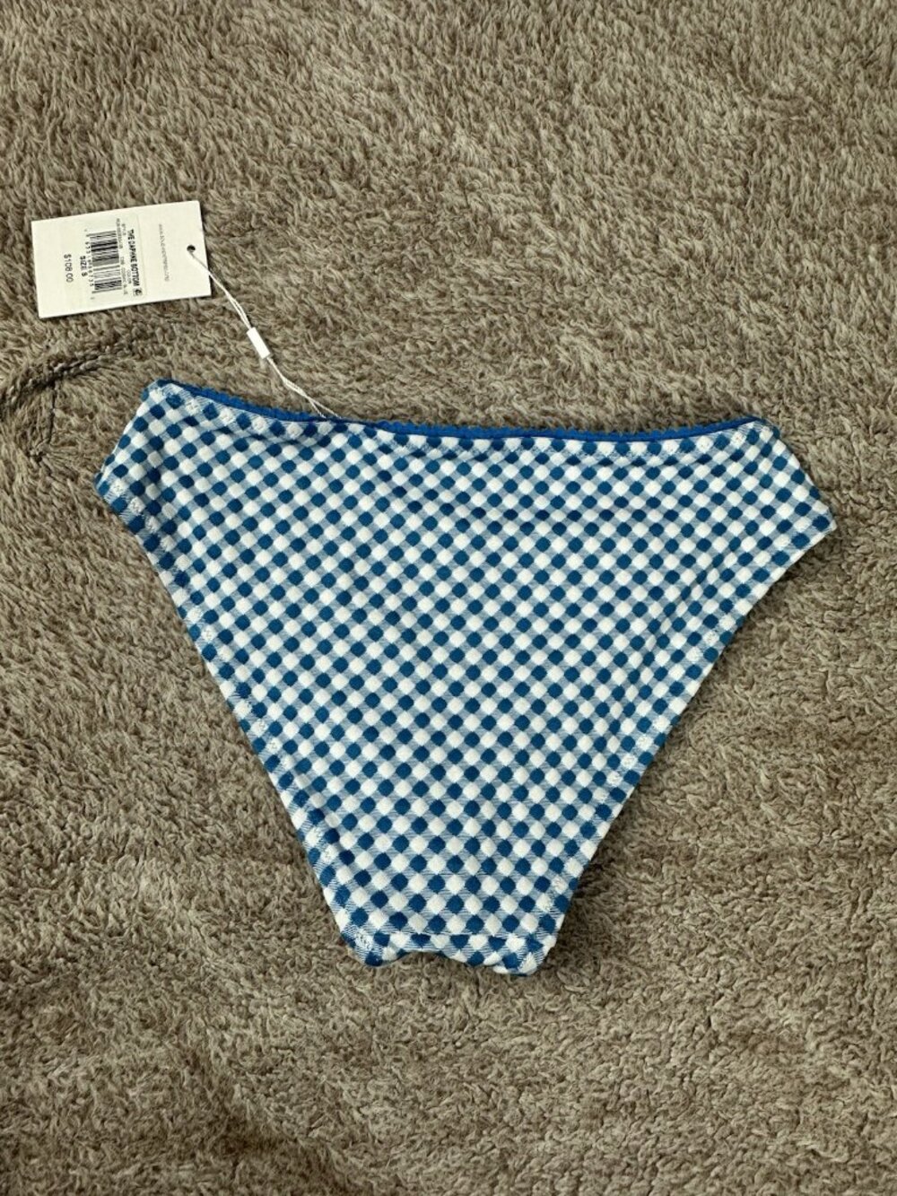 NWT Solid & Striped The Daphne Swim Bottom Small Cosmic Blue Gingham Daisy $108 - Picture 4 of 10